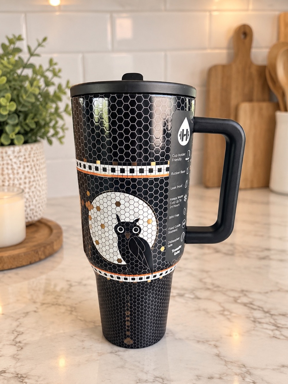 HydroJug STARRY NIGHT Halloween Owl 40oz Traveler Tumbler NEW!!